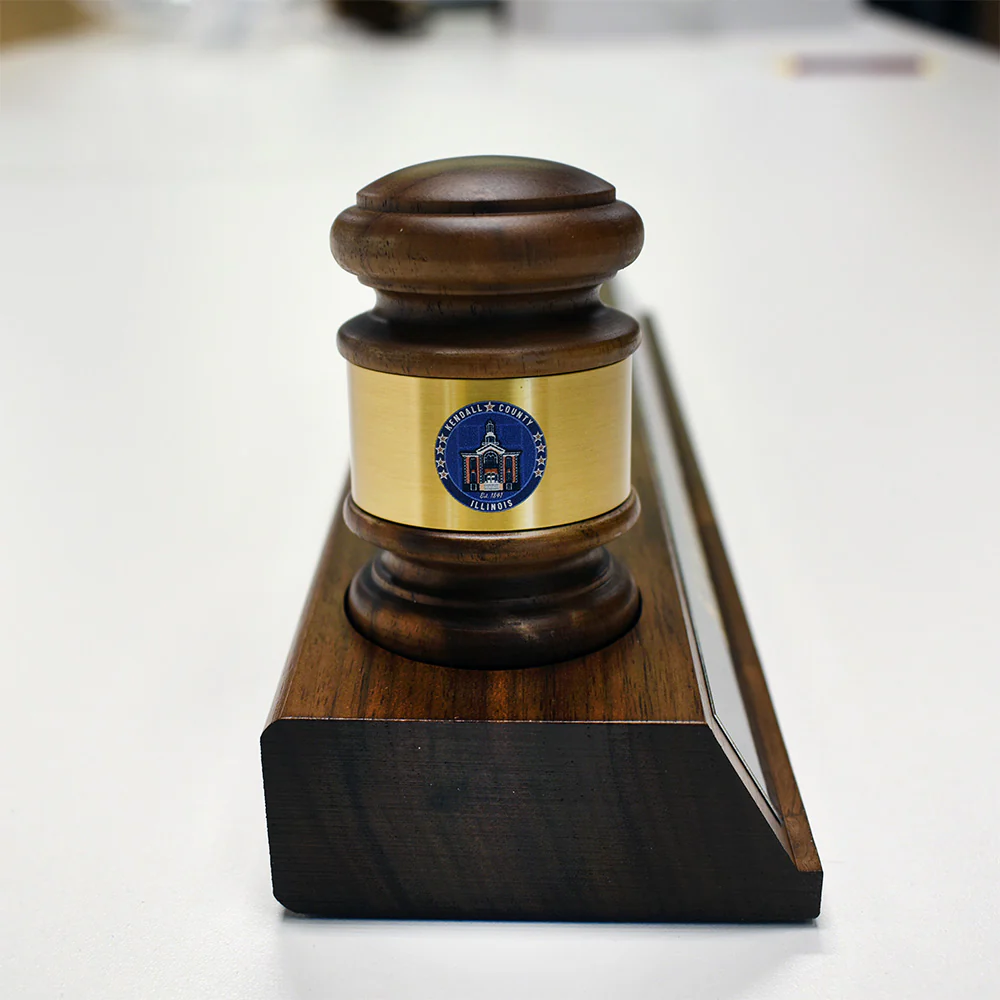10-1/2" American Walnut Gavel Presentation Set - Image 7