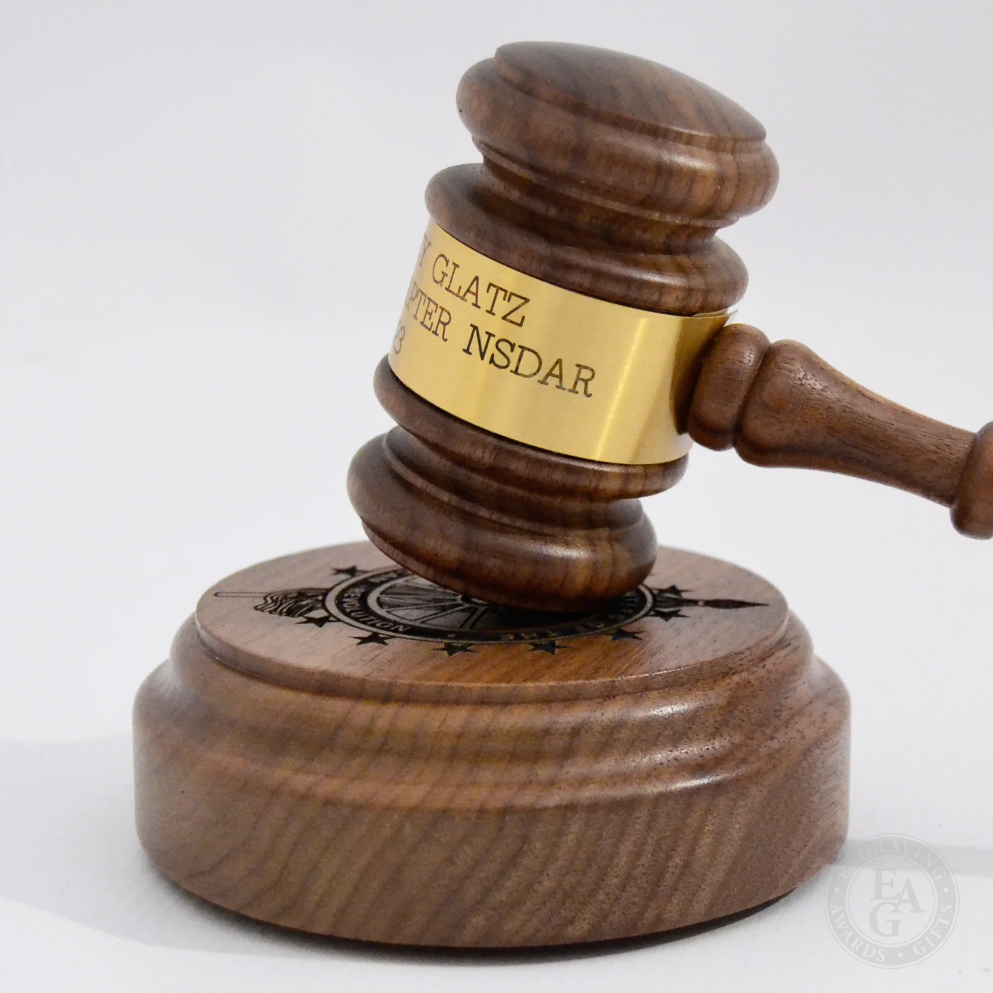 10-1/2" American Walnut Gavel, Sound Block & Case Presentation Set - Image 10