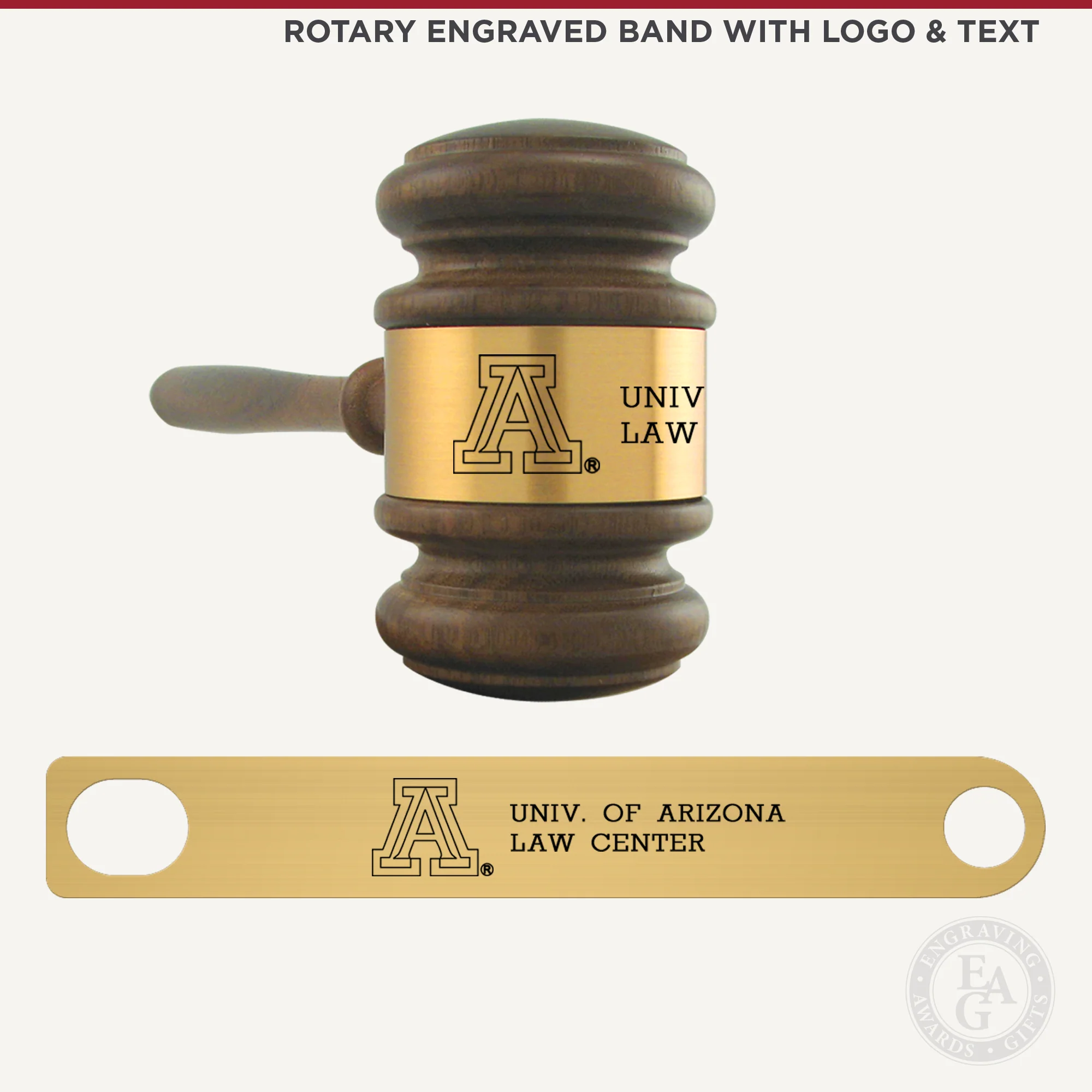 10-1/2" American Walnut Gavel, Sound Block & Case Presentation Set - Image 5