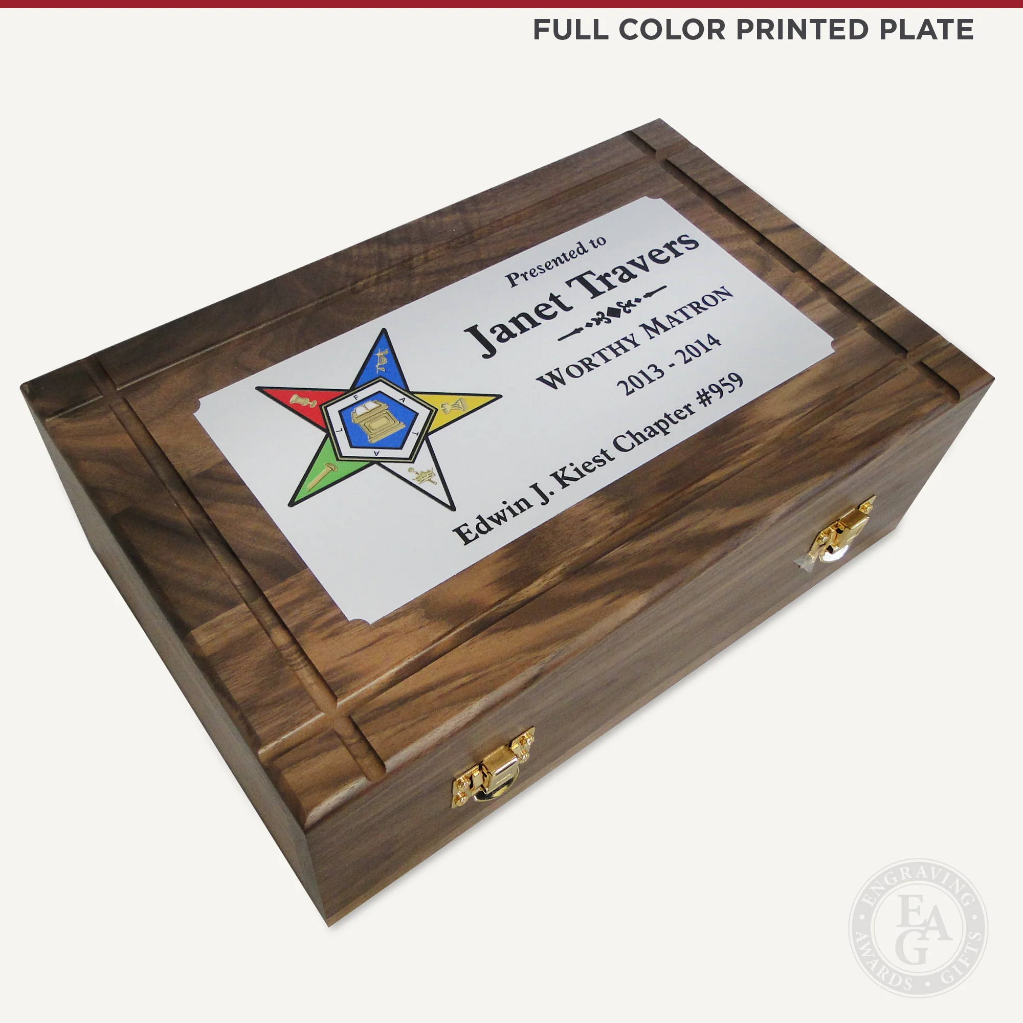 10-1/2" American Walnut Gavel, Sound Block & Case Presentation Set - Image 8