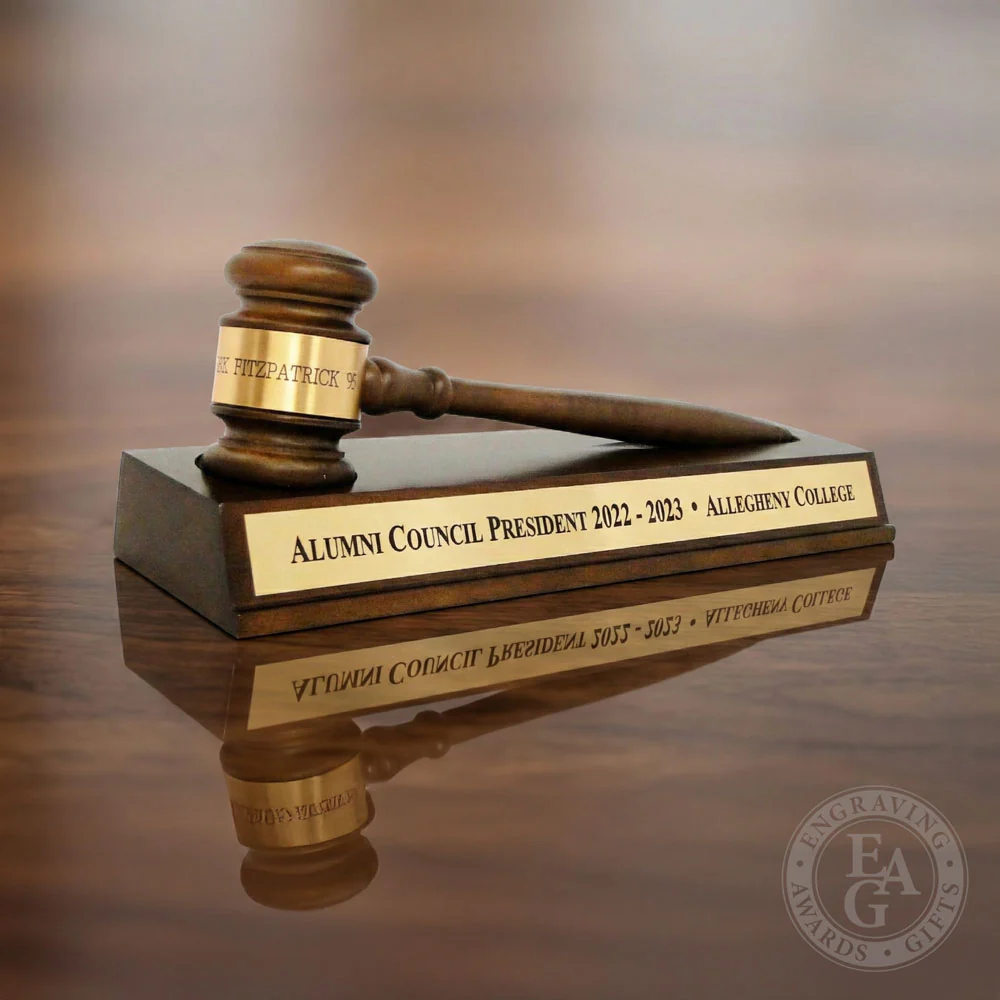 10-1/2" American Walnut Gavel with Walnut Desk Stand - Image 6