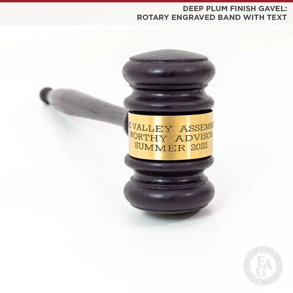 10-1/2" Deep Plum Presentation Gavel & Sound Block Set - Image 4