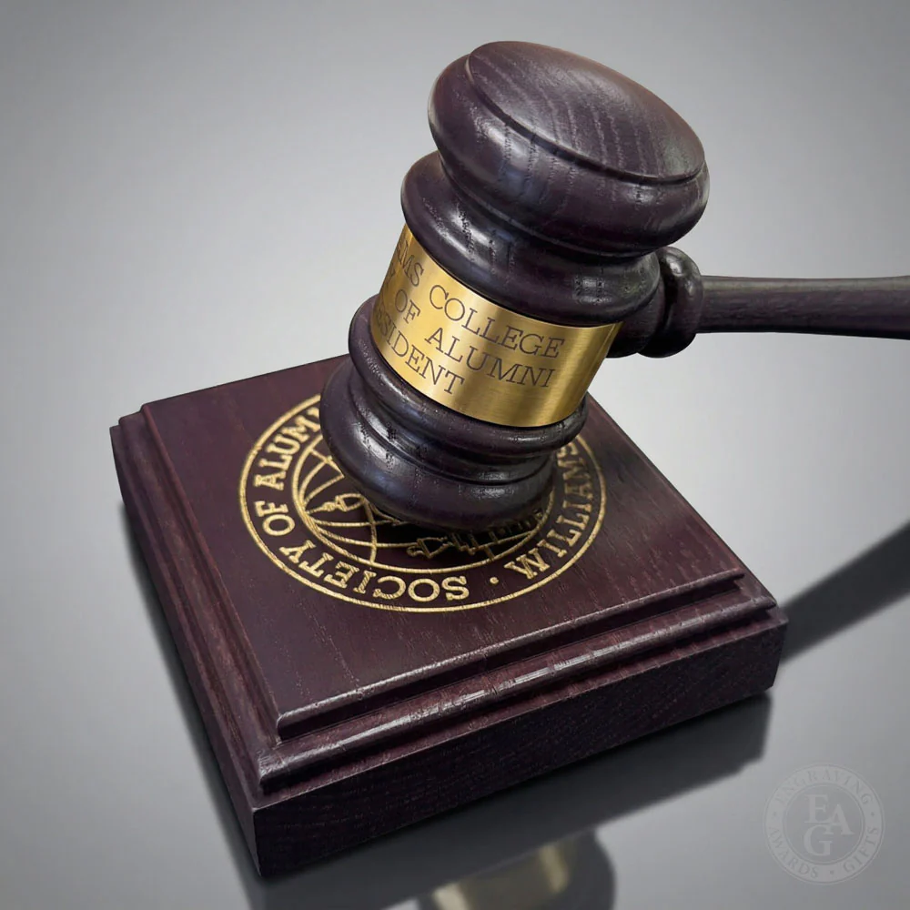 10-1/2" Deep Plum Presentation Gavel & Sound Block Set - Image 7