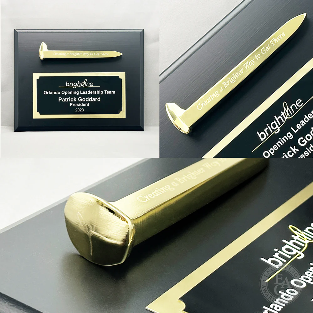 Gold Plated Ceremonial Railroad Spikes Plaques - Image 18