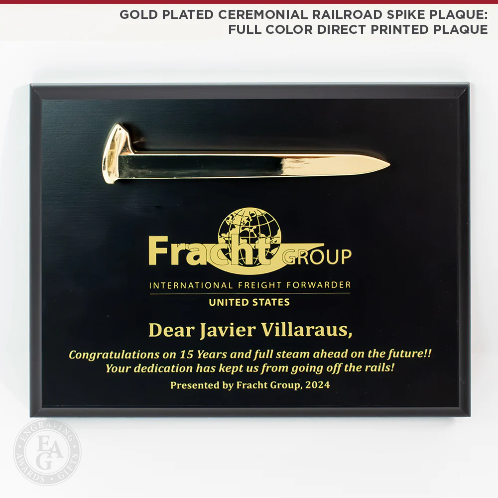 Gold Plated Ceremonial Railroad Spikes Plaques - Image 7