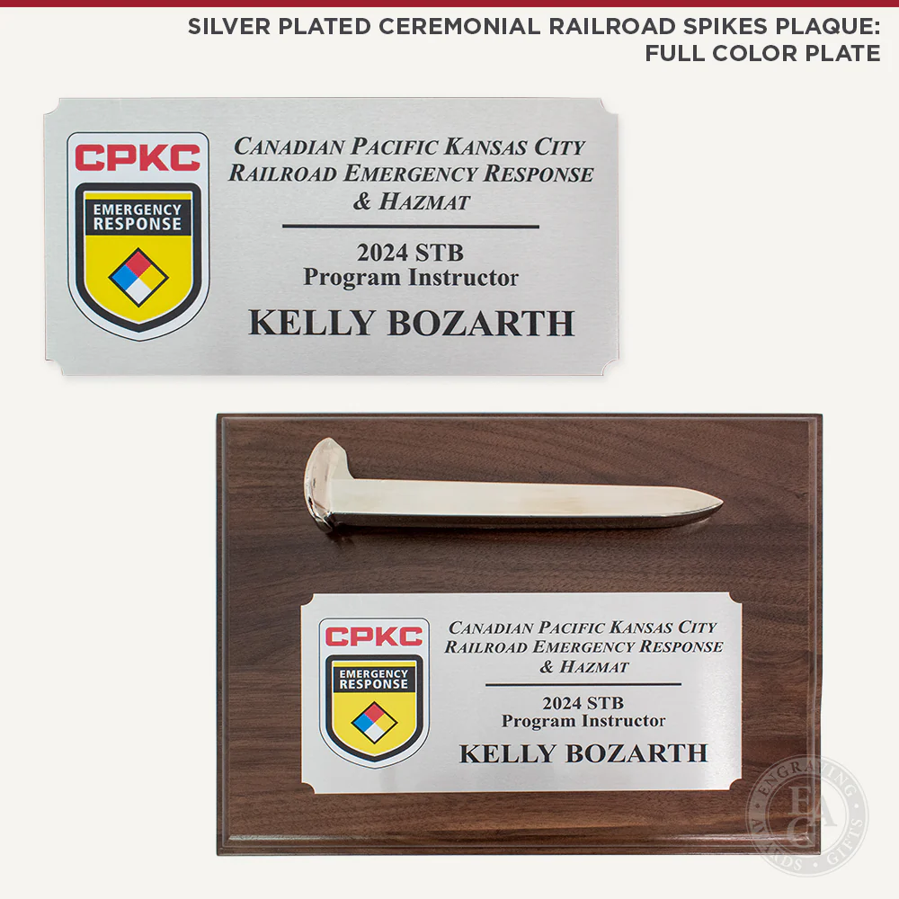 Silver Plated Ceremonial Railroad Spikes Plaques - Image 8