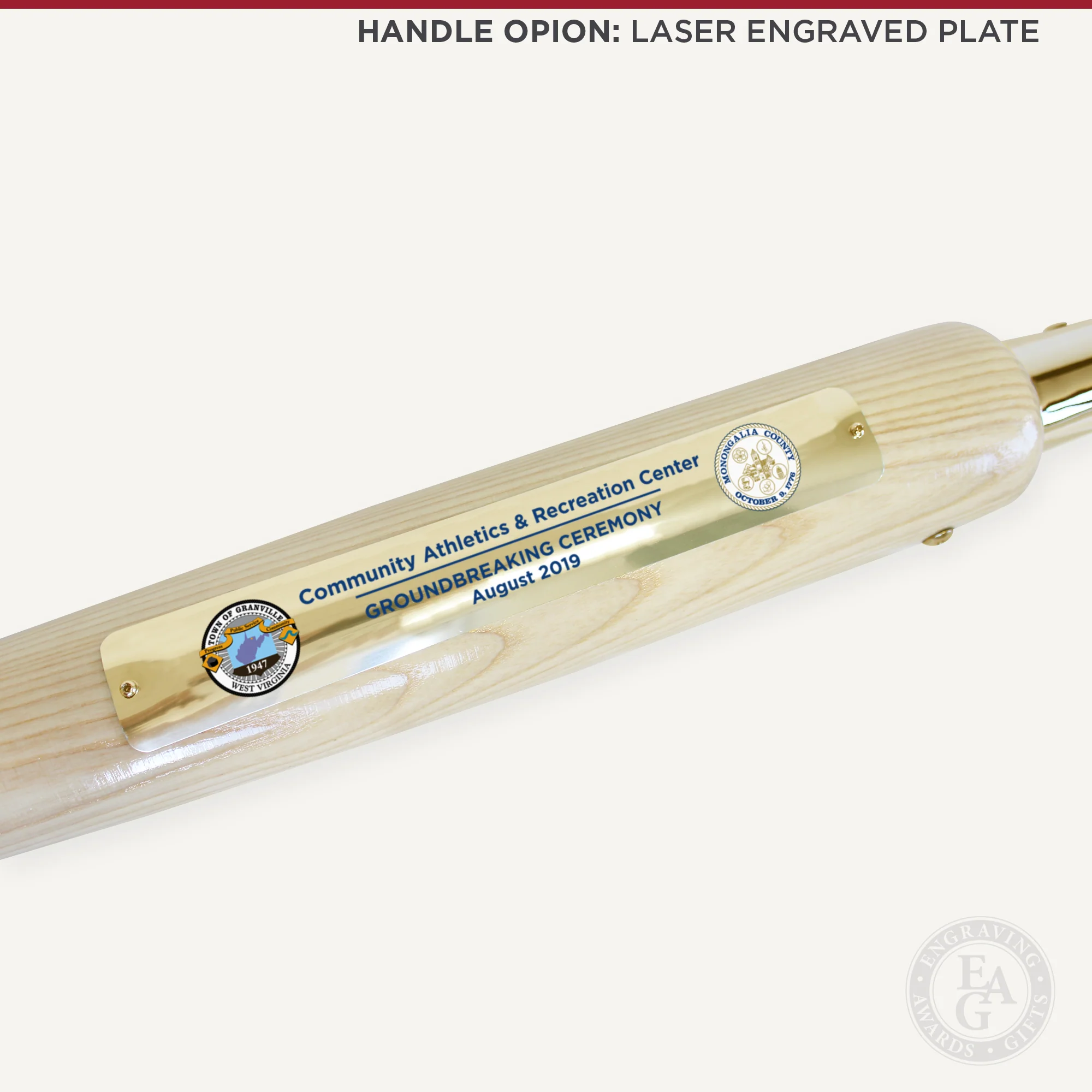 Specialty Gold Plated Ceremonial Groundbreaking Shovel - Baseball Bat Handle - Image 8