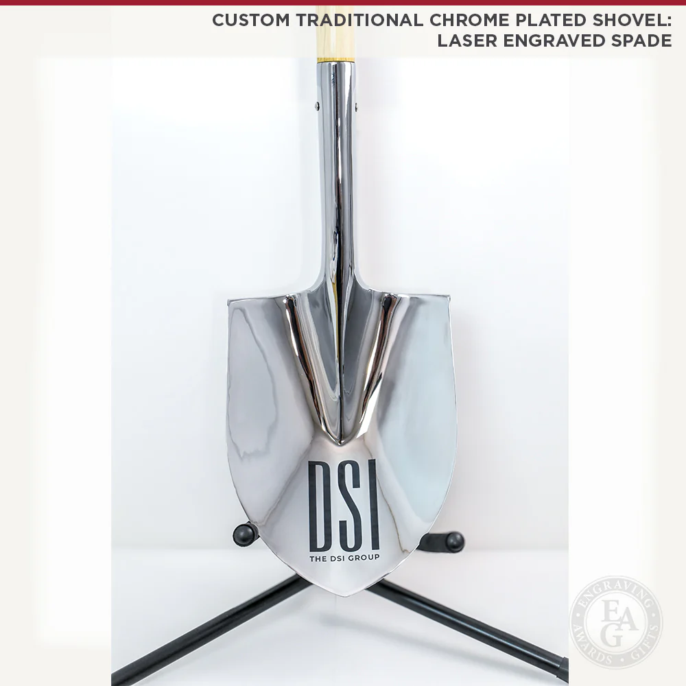 Traditional Chrome Plated Ceremonial Groundbreaking Shovel - Baseball Bat Handle - Image 5